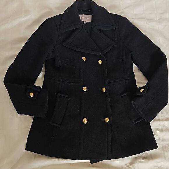 Banana Republic Women's Double Breasted Wool Coat Navy Blue Size 4 - Picture 16 of 16